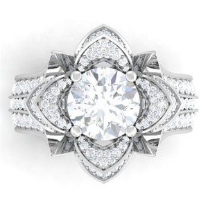 ❤Fashionable 925 Silver Plated Rose Flower Shaped CZ Ring, MARR9405